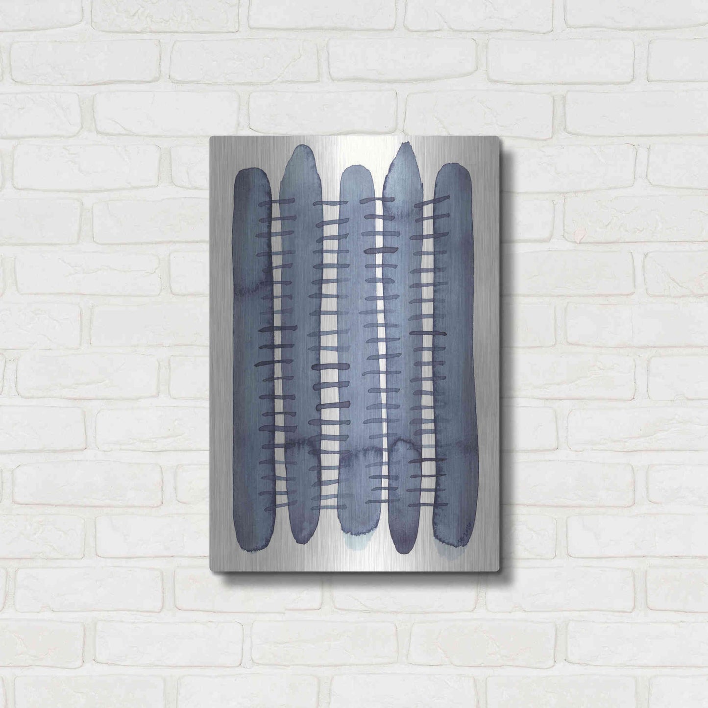 Luxe Metal Art 'Indigo Stitchy II' by Nikki Galapon, Metal Wall Art,16x24