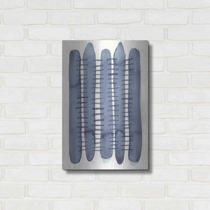 Luxe Metal Art 'Indigo Stitchy II' by Nikki Galapon, Metal Wall Art,16x24