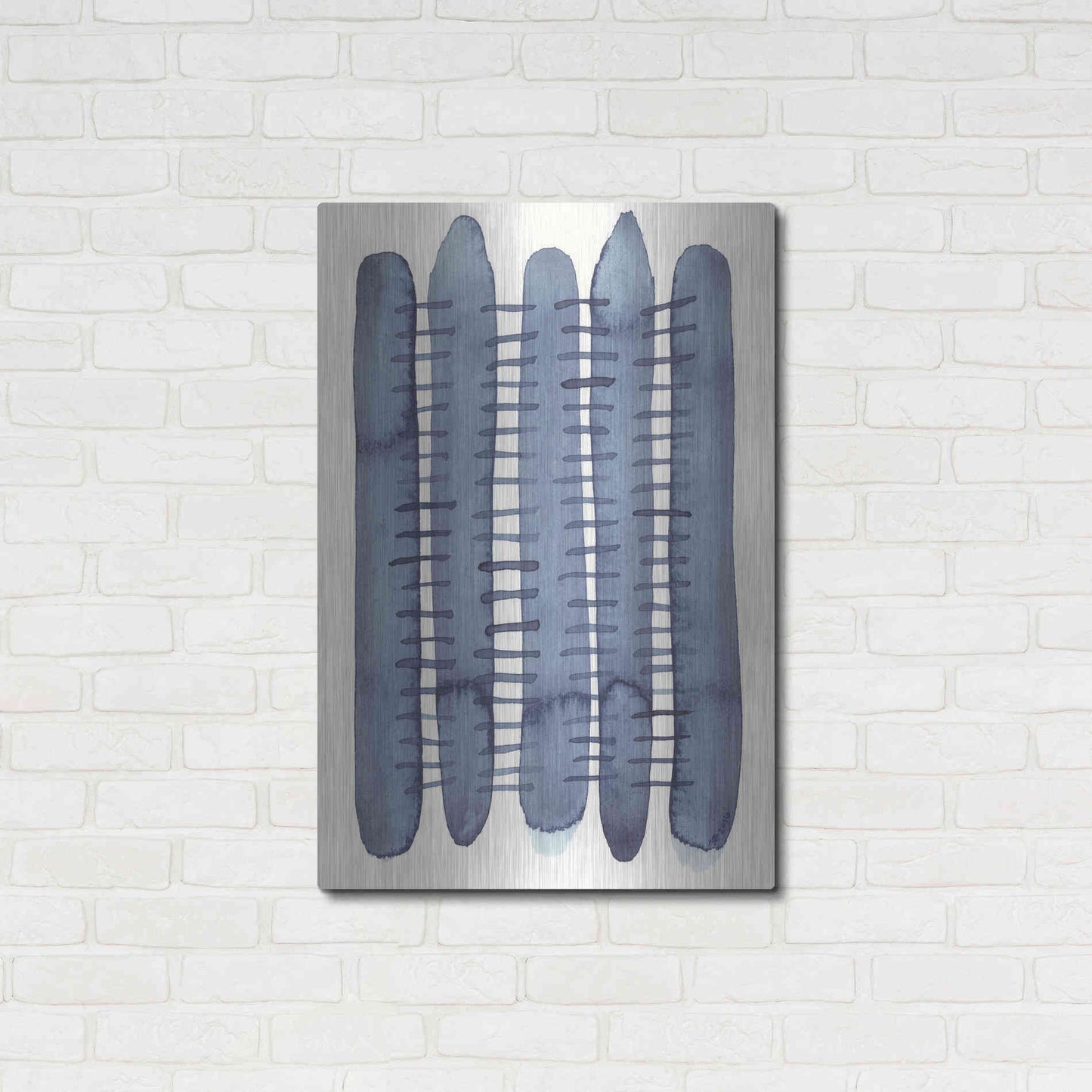 Luxe Metal Art 'Indigo Stitchy II' by Nikki Galapon, Metal Wall Art,24x36