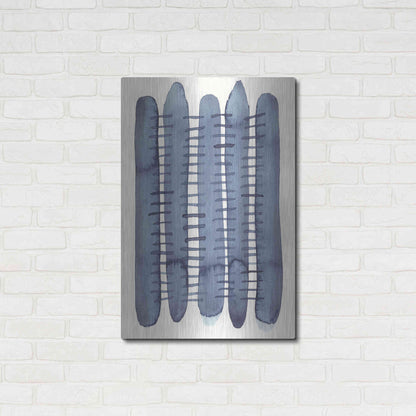 Luxe Metal Art 'Indigo Stitchy II' by Nikki Galapon, Metal Wall Art,24x36