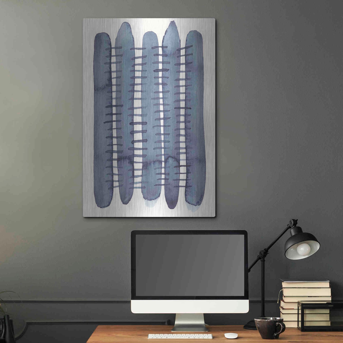 Luxe Metal Art 'Indigo Stitchy II' by Nikki Galapon, Metal Wall Art,24x36