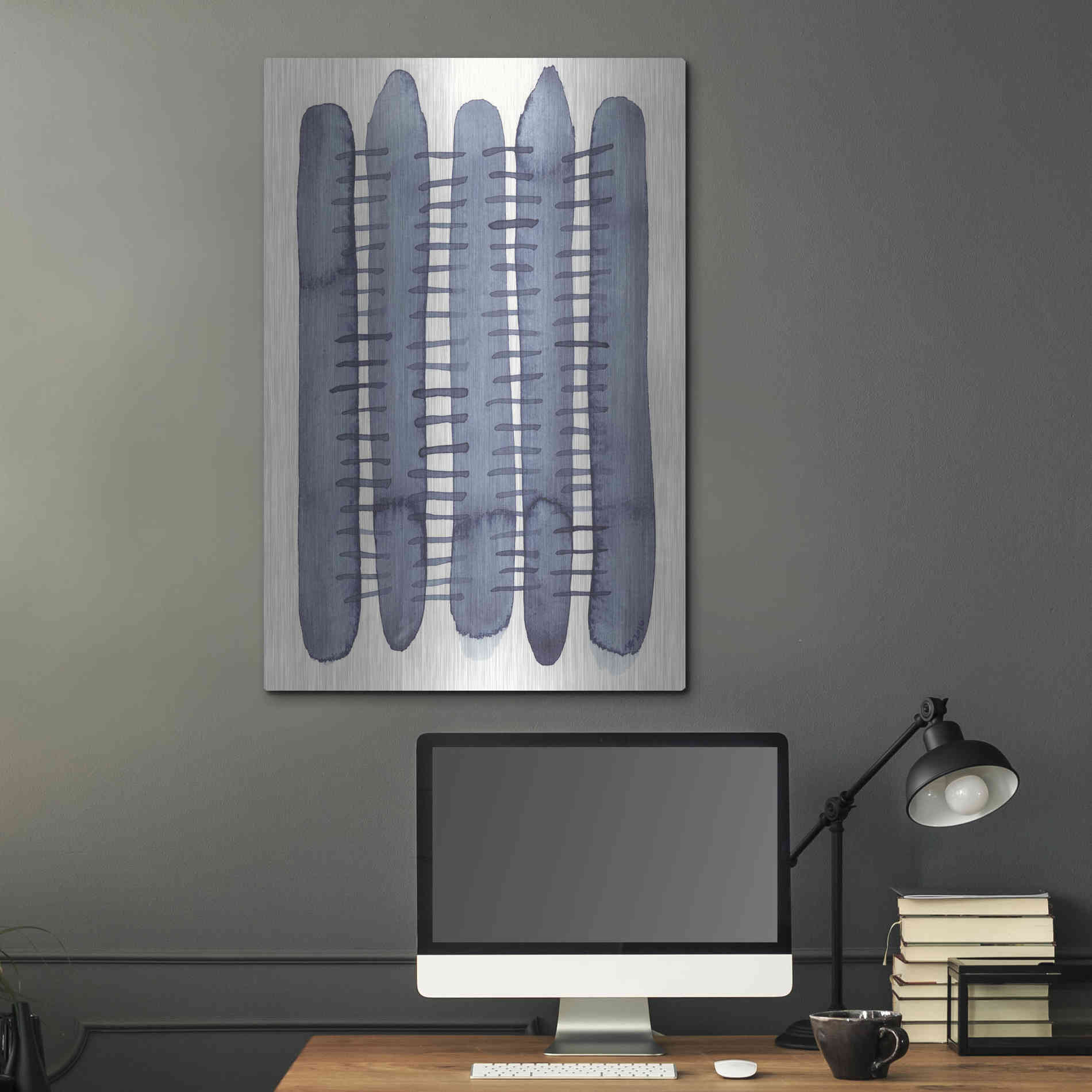 Luxe Metal Art 'Indigo Stitchy II' by Nikki Galapon, Metal Wall Art,24x36