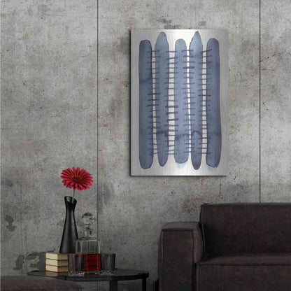 Luxe Metal Art 'Indigo Stitchy II' by Nikki Galapon, Metal Wall Art,24x36