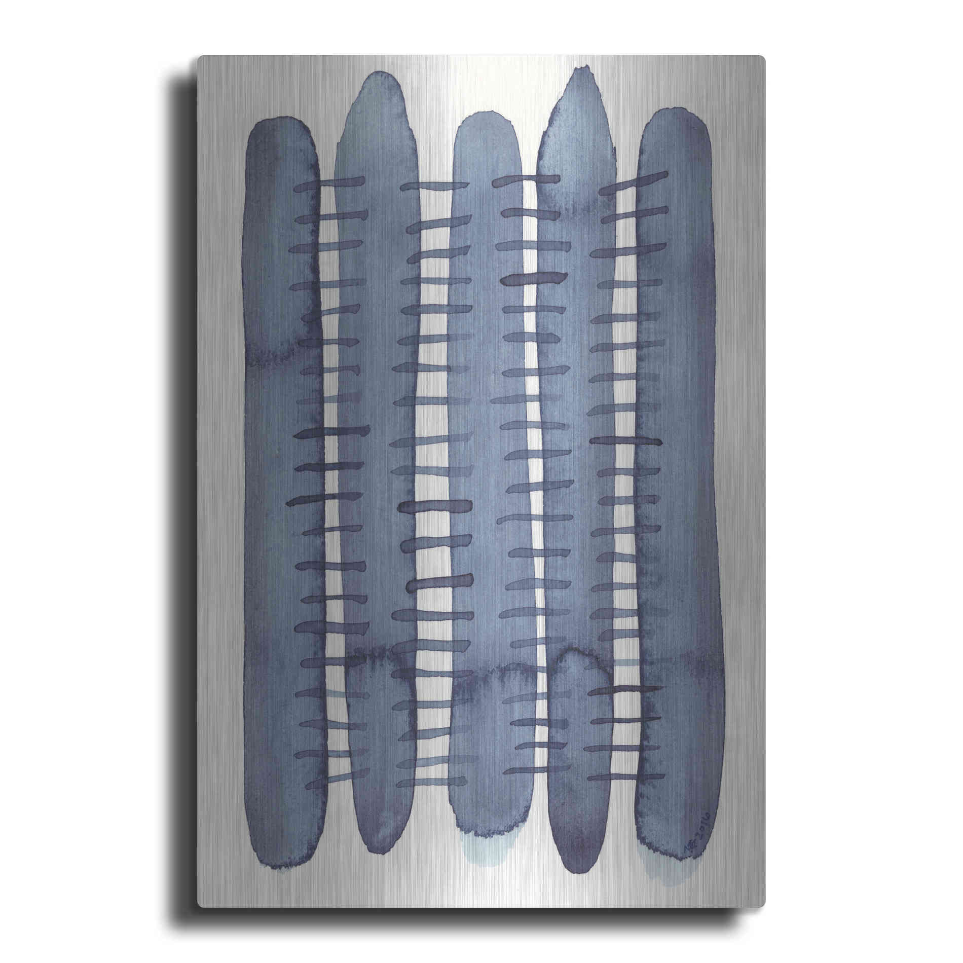 Luxe Metal Art 'Indigo Stitchy II' by Nikki Galapon, Metal Wall Art