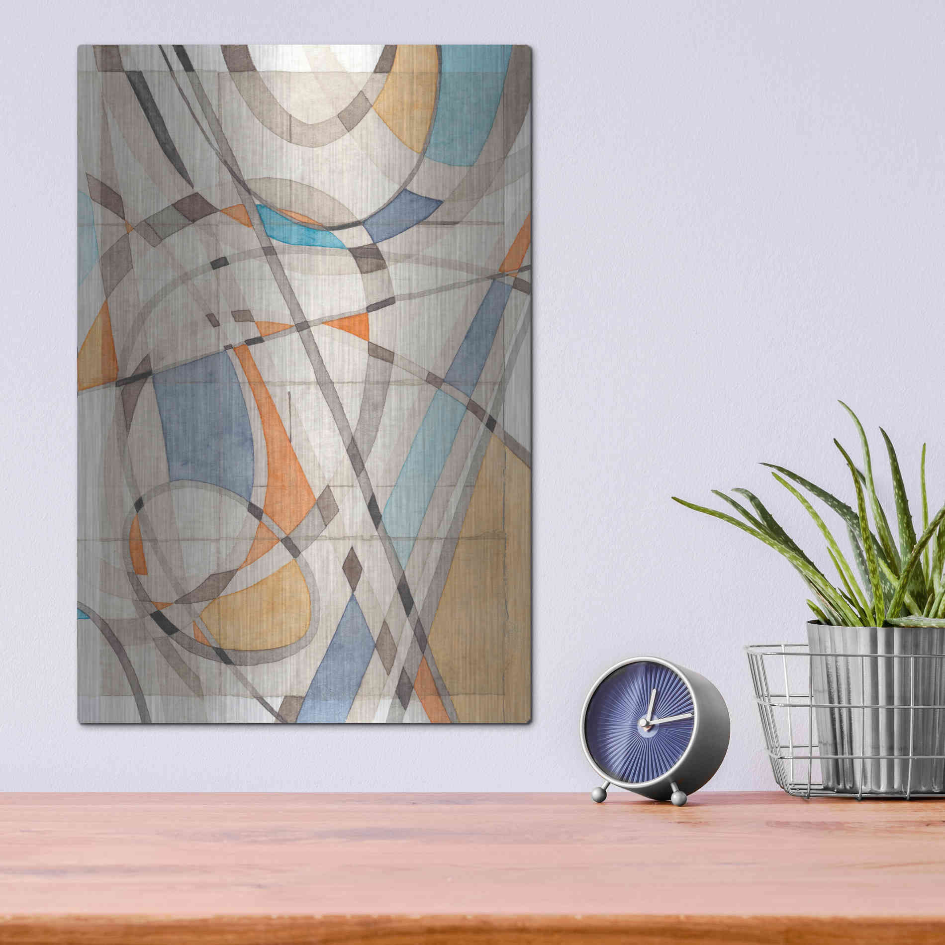 Luxe Metal Art 'Ovals & Lines II' by Nikki Galapon, Metal Wall Art,12x16