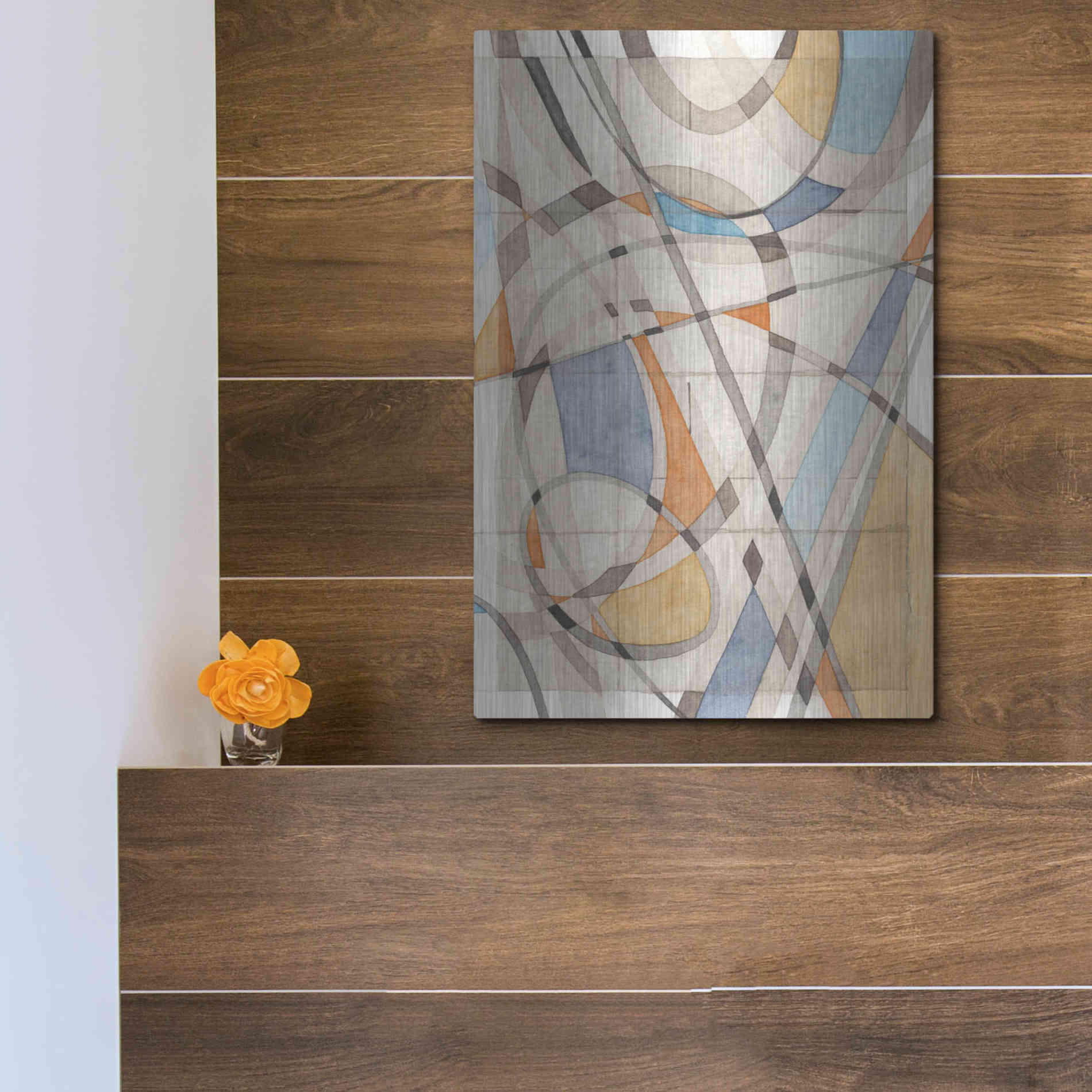 Luxe Metal Art 'Ovals & Lines II' by Nikki Galapon, Metal Wall Art,12x16