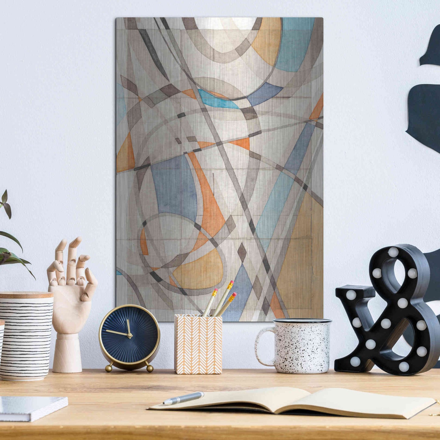 Luxe Metal Art 'Ovals & Lines II' by Nikki Galapon, Metal Wall Art,12x16