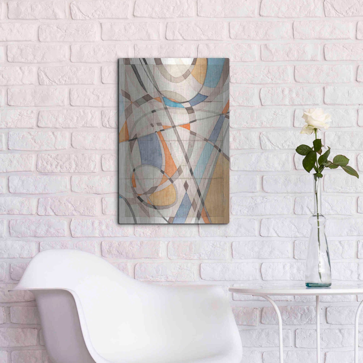 Luxe Metal Art 'Ovals & Lines II' by Nikki Galapon, Metal Wall Art,16x24