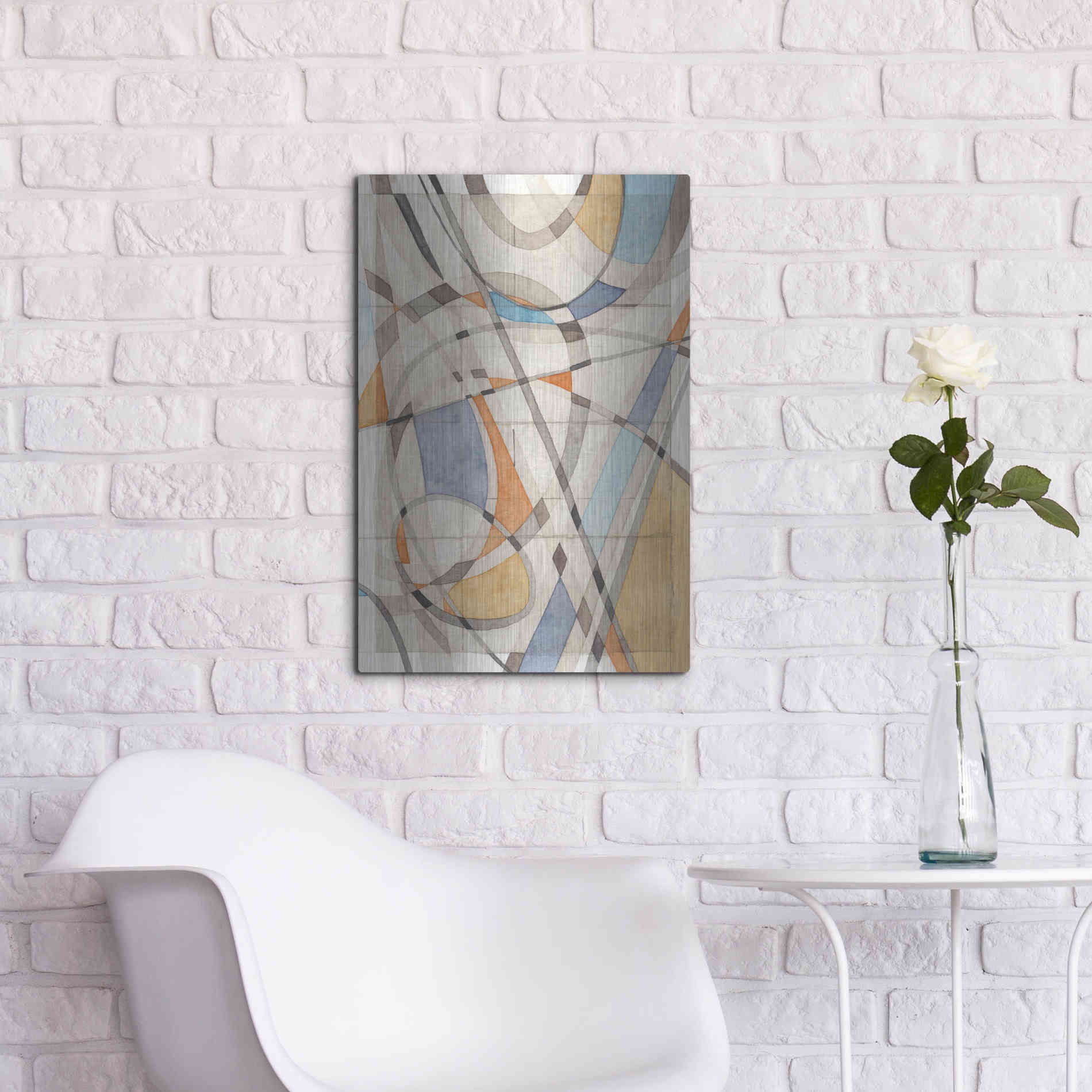 Luxe Metal Art 'Ovals & Lines II' by Nikki Galapon, Metal Wall Art,16x24