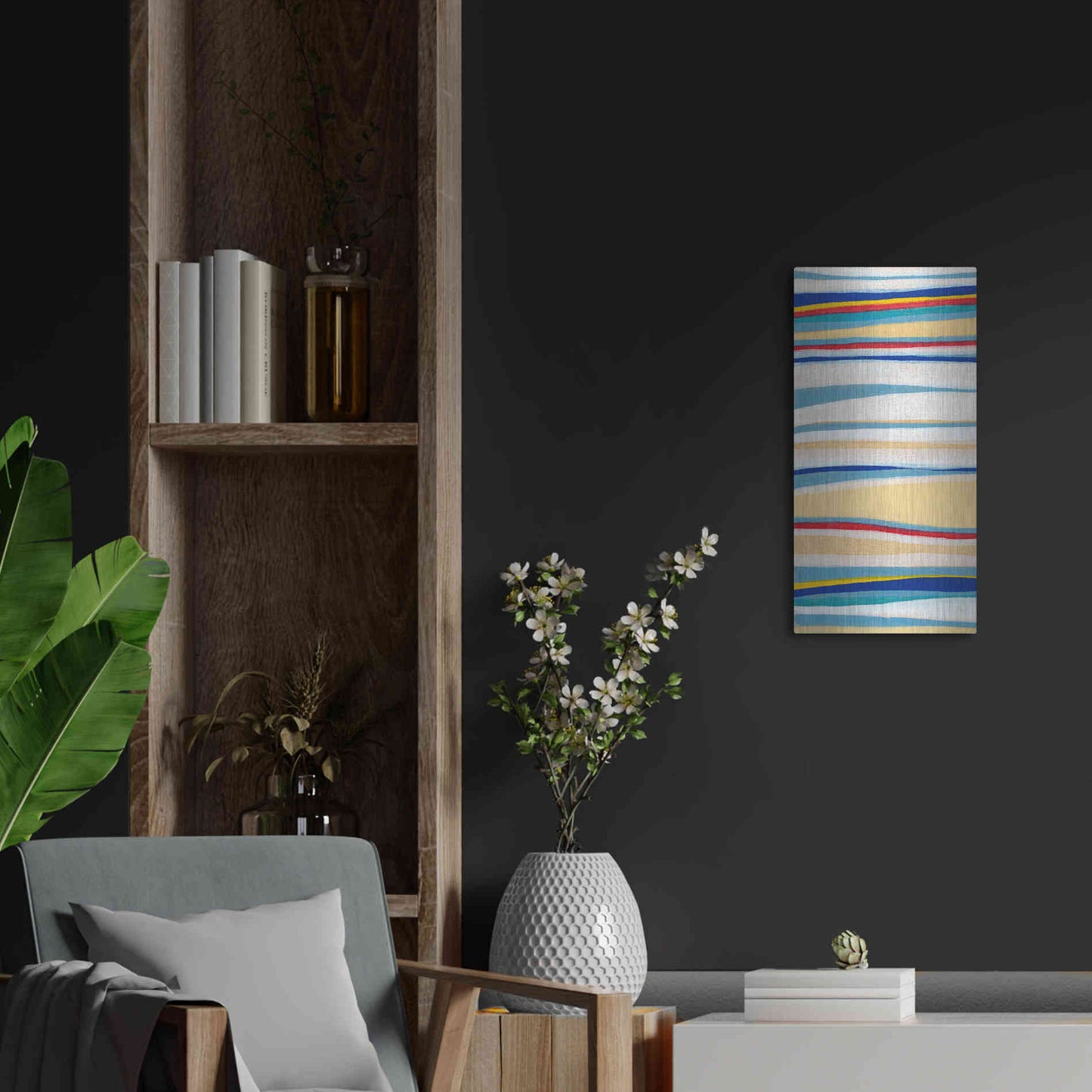 Luxe Metal Art 'Wavy Lines I' by Nikki Galapon, Metal Wall Art,12x24