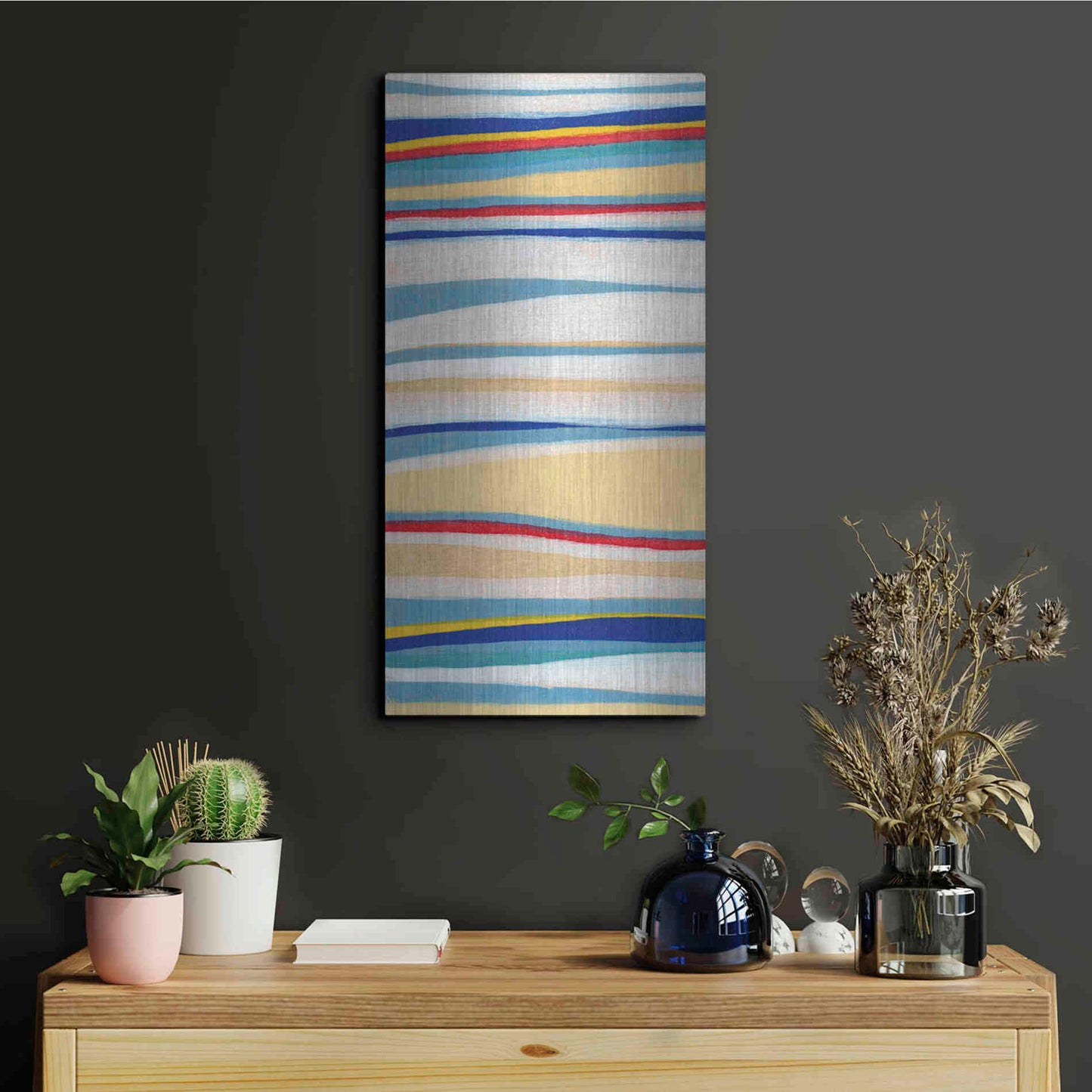 Luxe Metal Art 'Wavy Lines I' by Nikki Galapon, Metal Wall Art,12x24