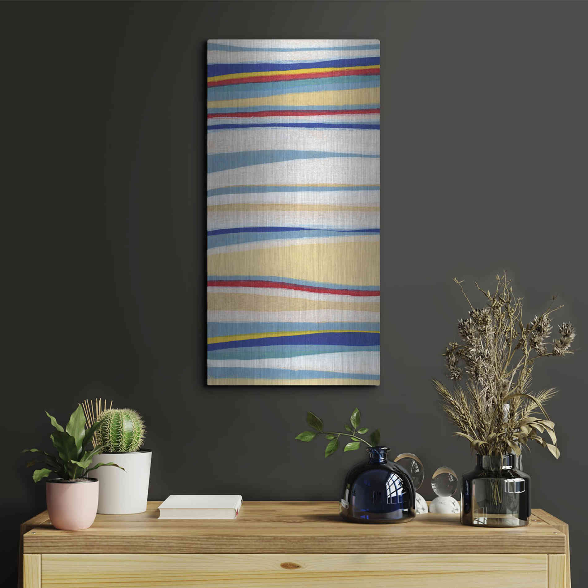 Luxe Metal Art 'Wavy Lines I' by Nikki Galapon, Metal Wall Art,12x24