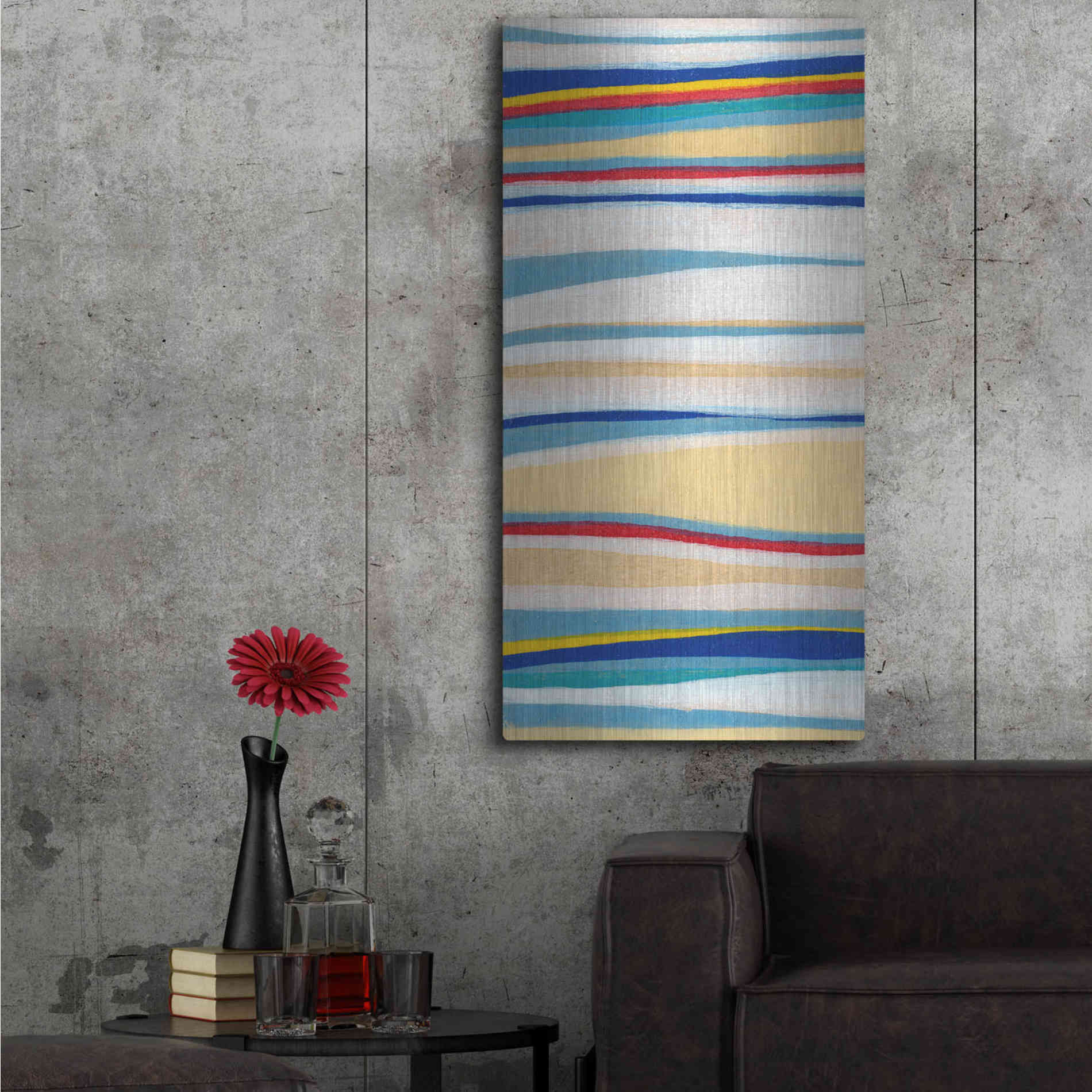 Luxe Metal Art 'Wavy Lines I' by Nikki Galapon, Metal Wall Art,24x48