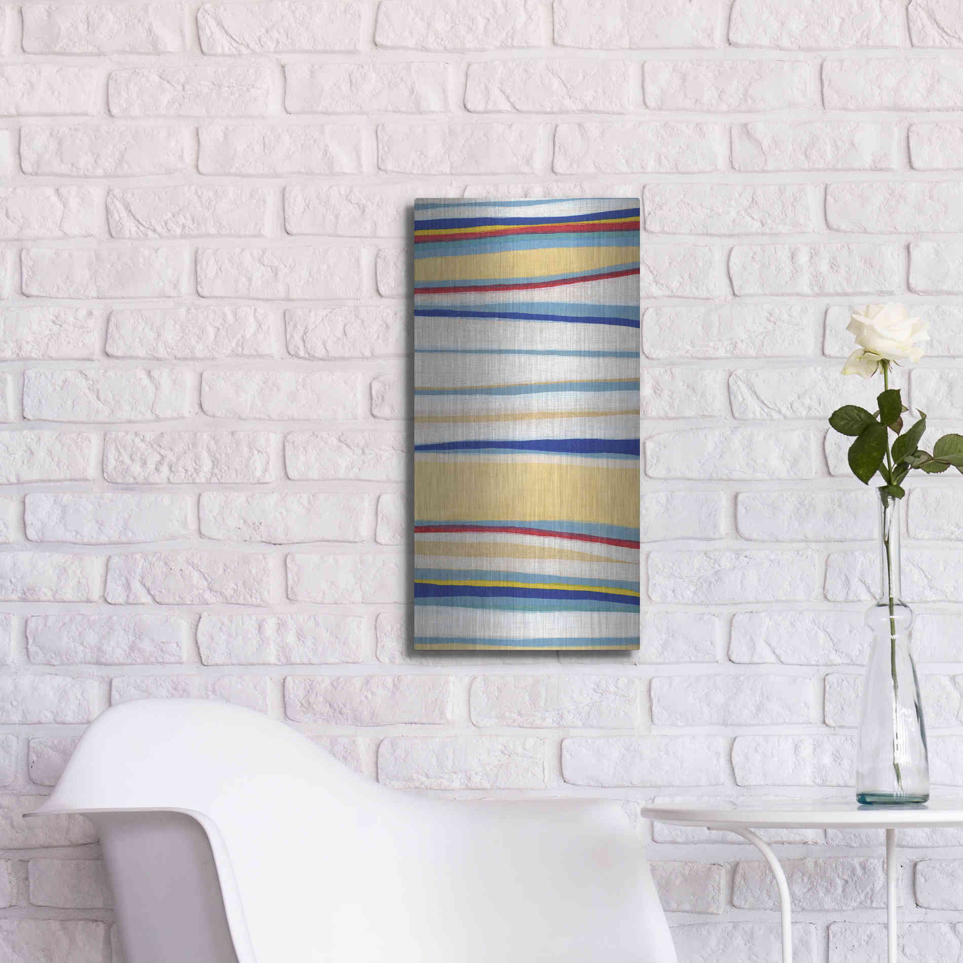 Luxe Metal Art 'Wavy Lines II' by Nikki Galapon, Metal Wall Art,12x24