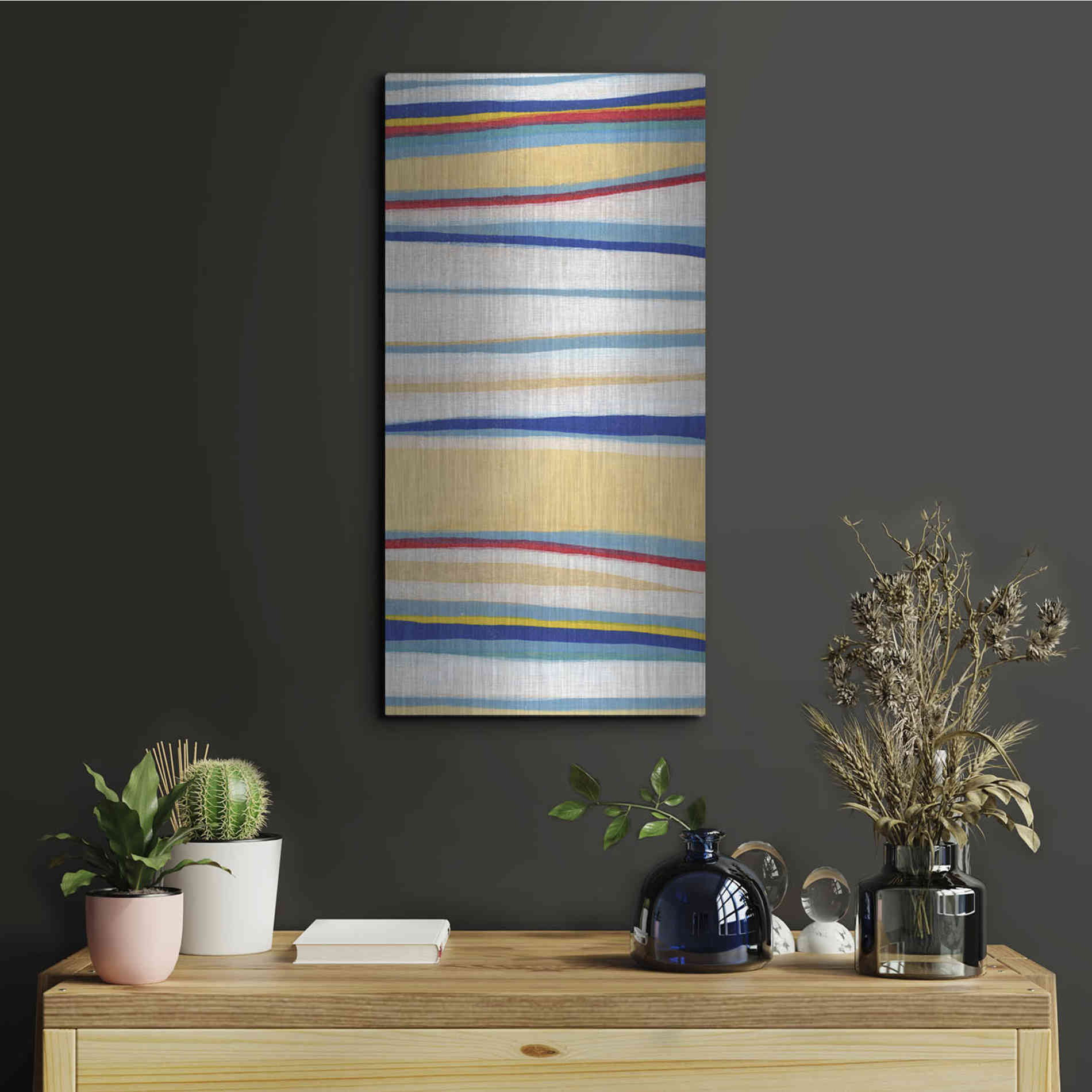 Luxe Metal Art 'Wavy Lines II' by Nikki Galapon, Metal Wall Art,12x24