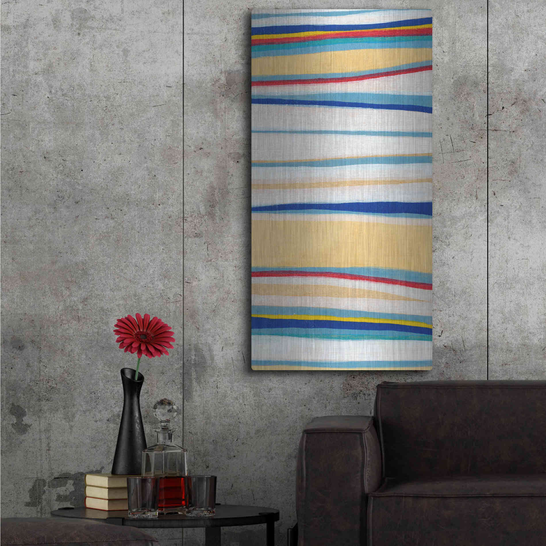 Luxe Metal Art 'Wavy Lines II' by Nikki Galapon, Metal Wall Art,24x48