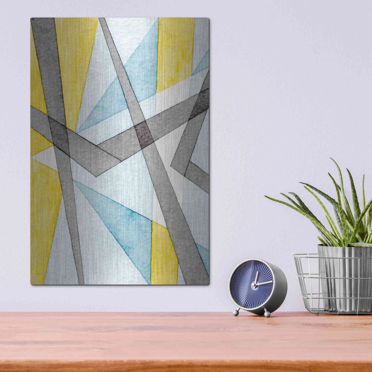 Luxe Metal Art 'Converging Angles I' by Nikki Galapon, Metal Wall Art,12x16