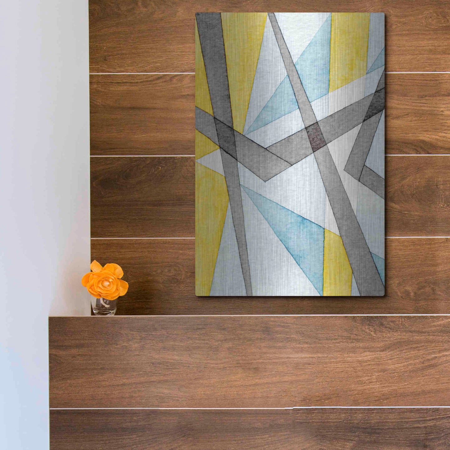 Luxe Metal Art 'Converging Angles I' by Nikki Galapon, Metal Wall Art,12x16