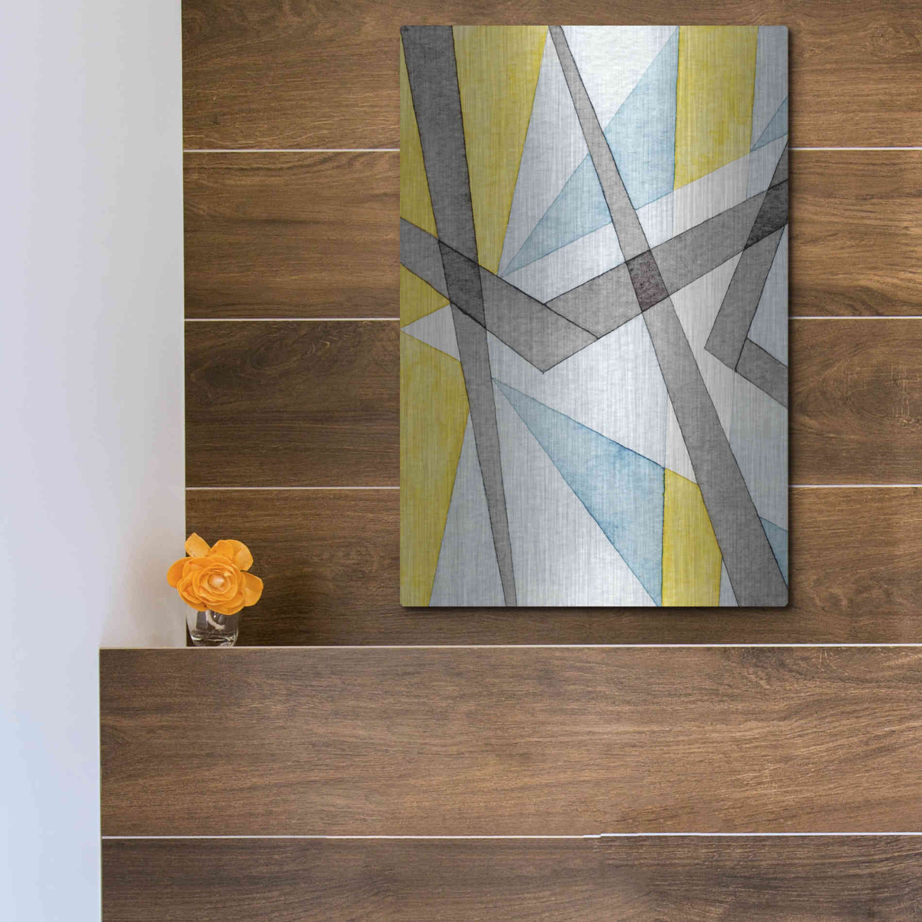 Luxe Metal Art 'Converging Angles I' by Nikki Galapon, Metal Wall Art,12x16