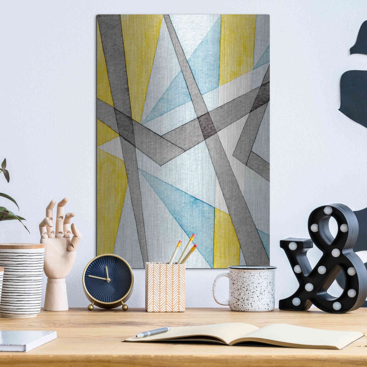 Luxe Metal Art 'Converging Angles I' by Nikki Galapon, Metal Wall Art,12x16