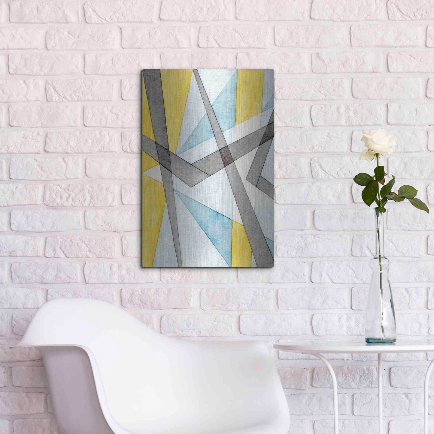 Luxe Metal Art 'Converging Angles I' by Nikki Galapon, Metal Wall Art,16x24