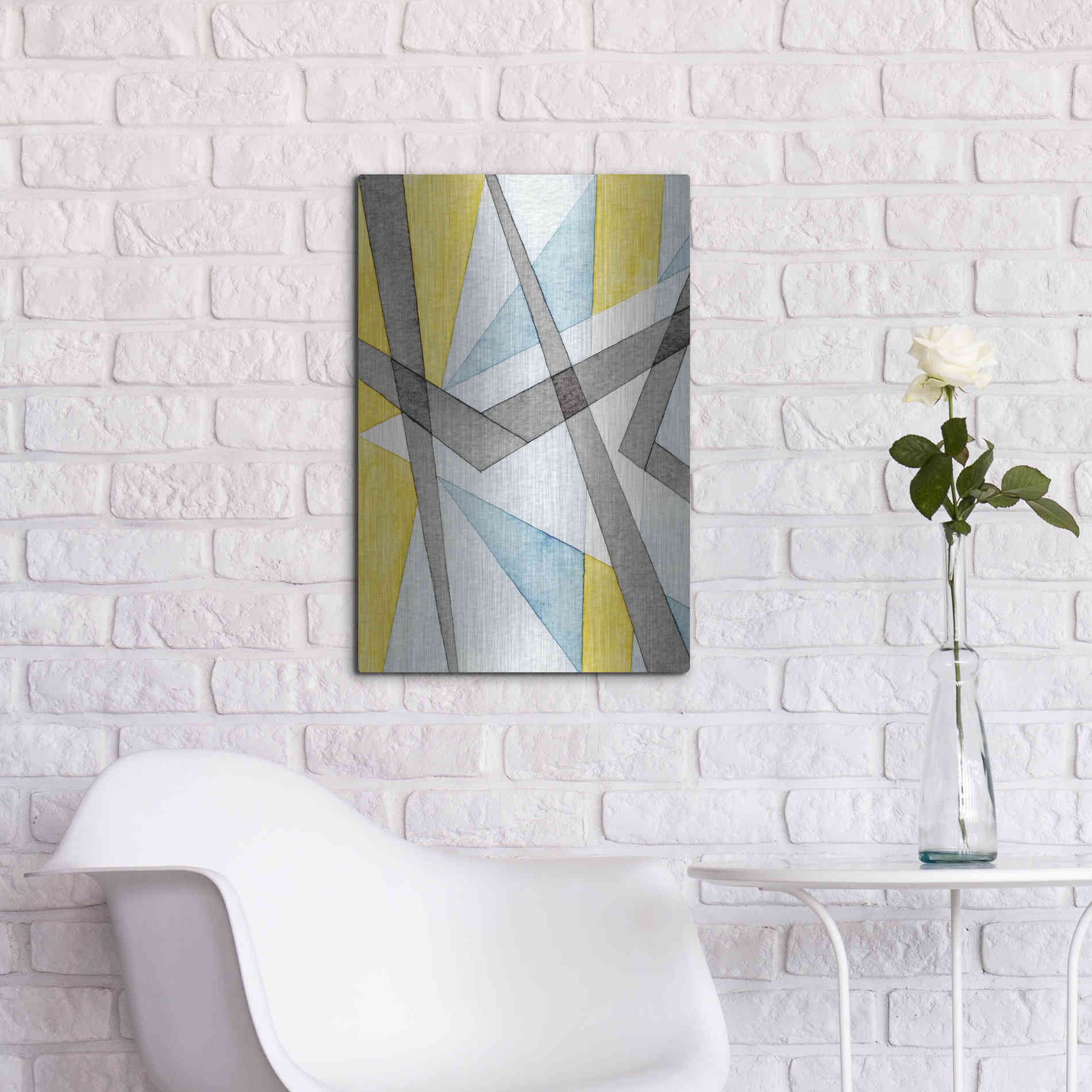 Luxe Metal Art 'Converging Angles I' by Nikki Galapon, Metal Wall Art,16x24