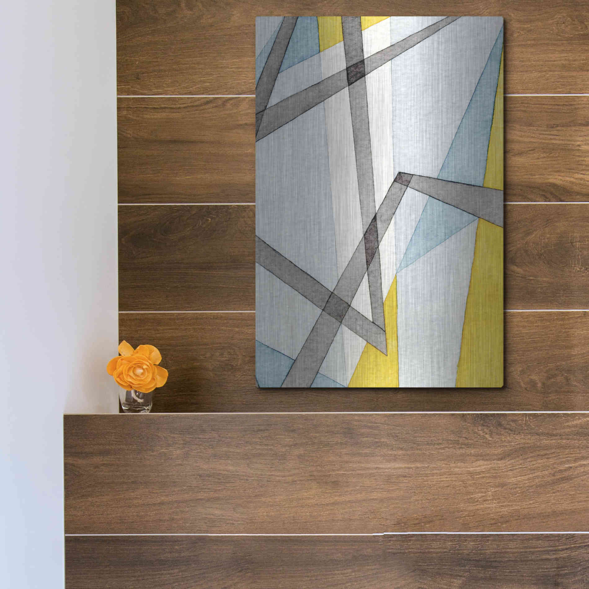 Luxe Metal Art 'Converging Angles II' by Nikki Galapon, Metal Wall Art,12x16