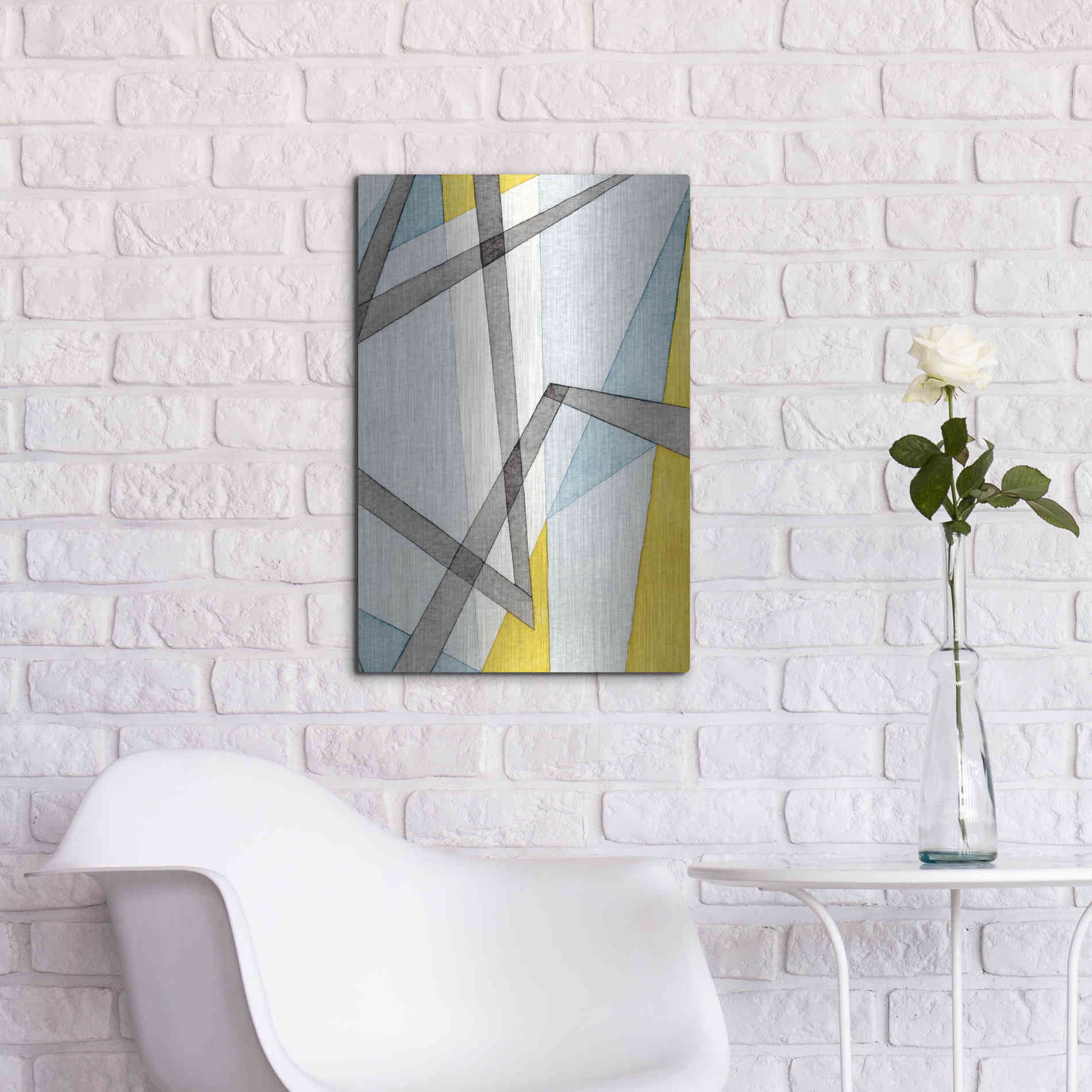 Luxe Metal Art 'Converging Angles II' by Nikki Galapon, Metal Wall Art,16x24