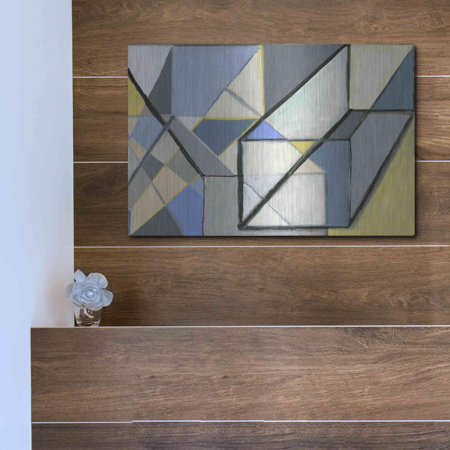 Luxe Metal Art 'Cuboid' by Nikki Galapon, Metal Wall Art,16x12