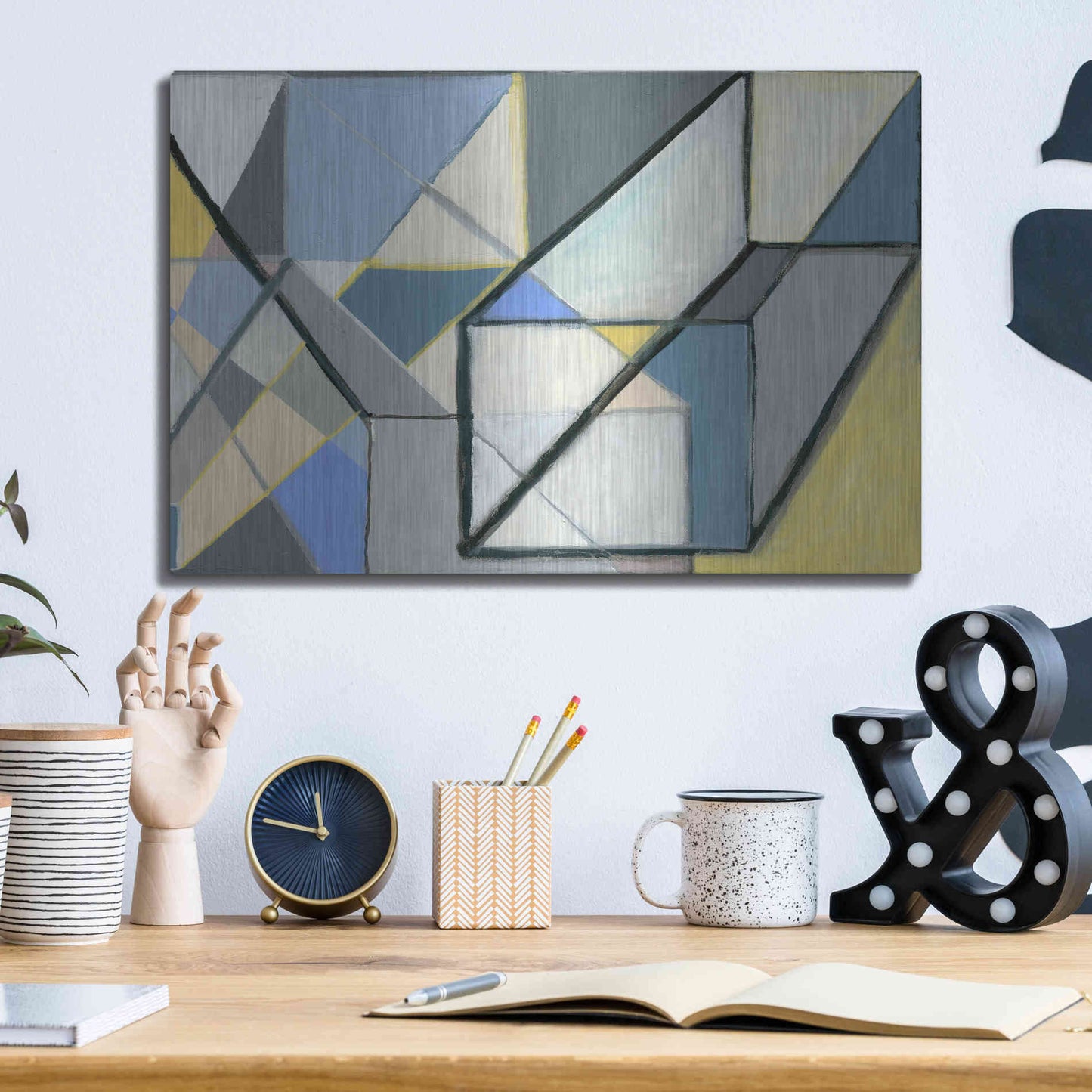 Luxe Metal Art 'Cuboid' by Nikki Galapon, Metal Wall Art,16x12