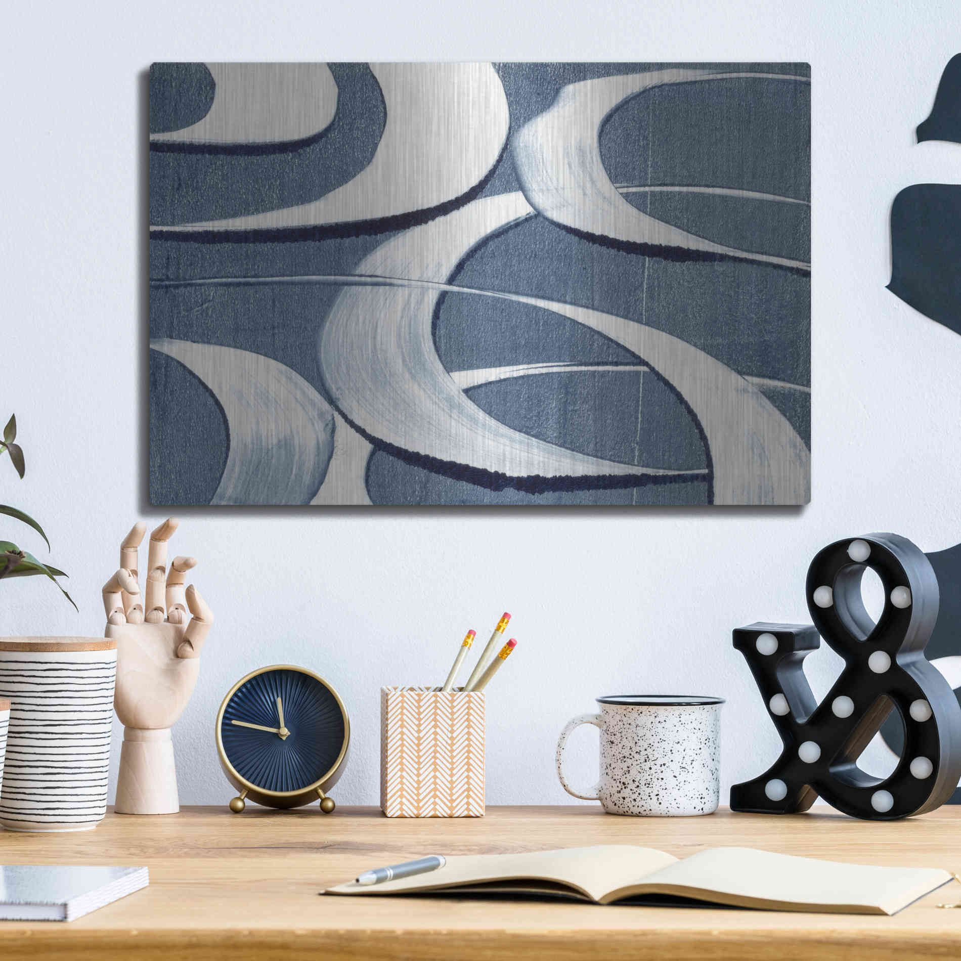 Luxe Metal Art 'Wave Frequency I' by Nikki Galapon, Metal Wall Art,16x12