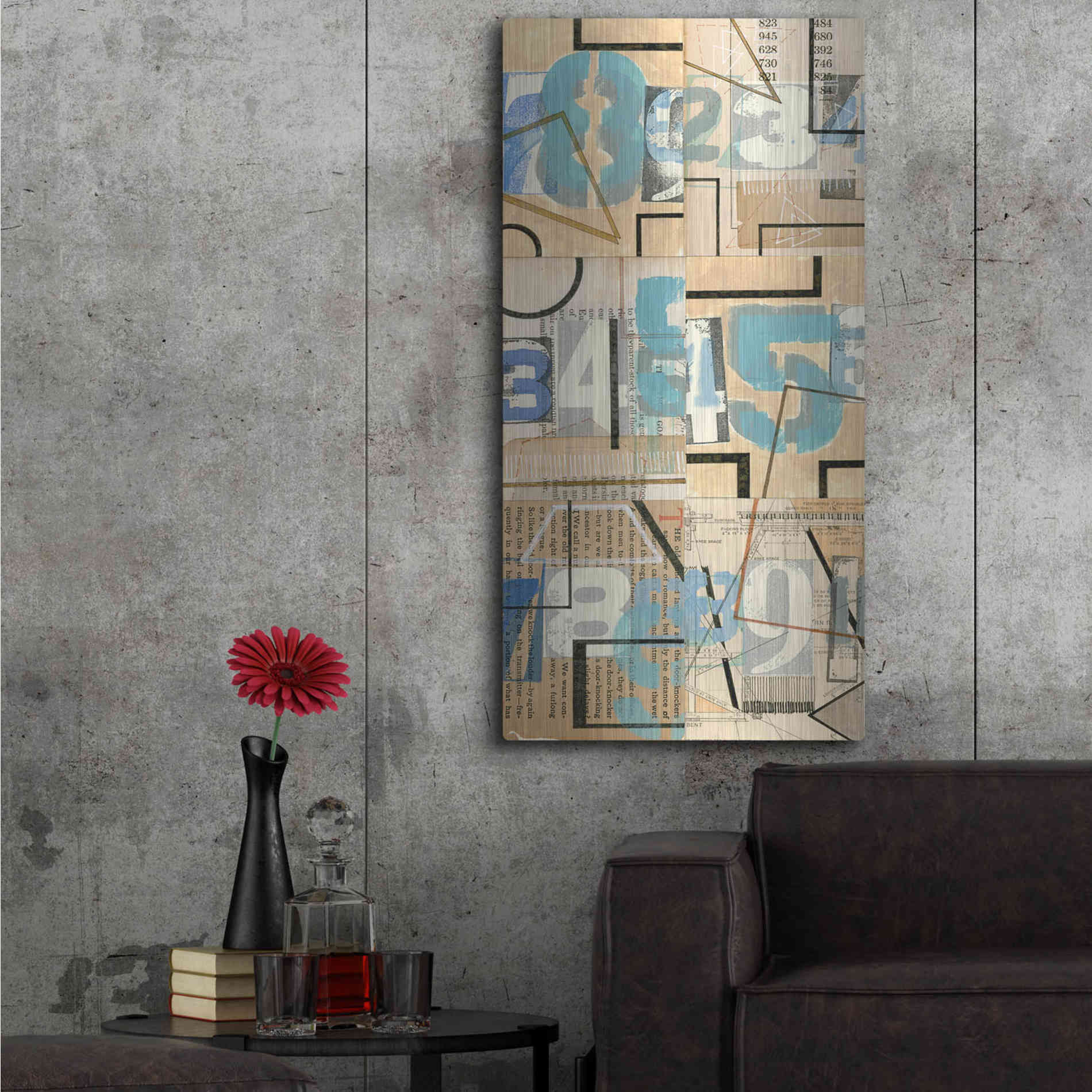 Luxe Metal Art 'Numbers II' by Nikki Galapon, Metal Wall Art,24x48