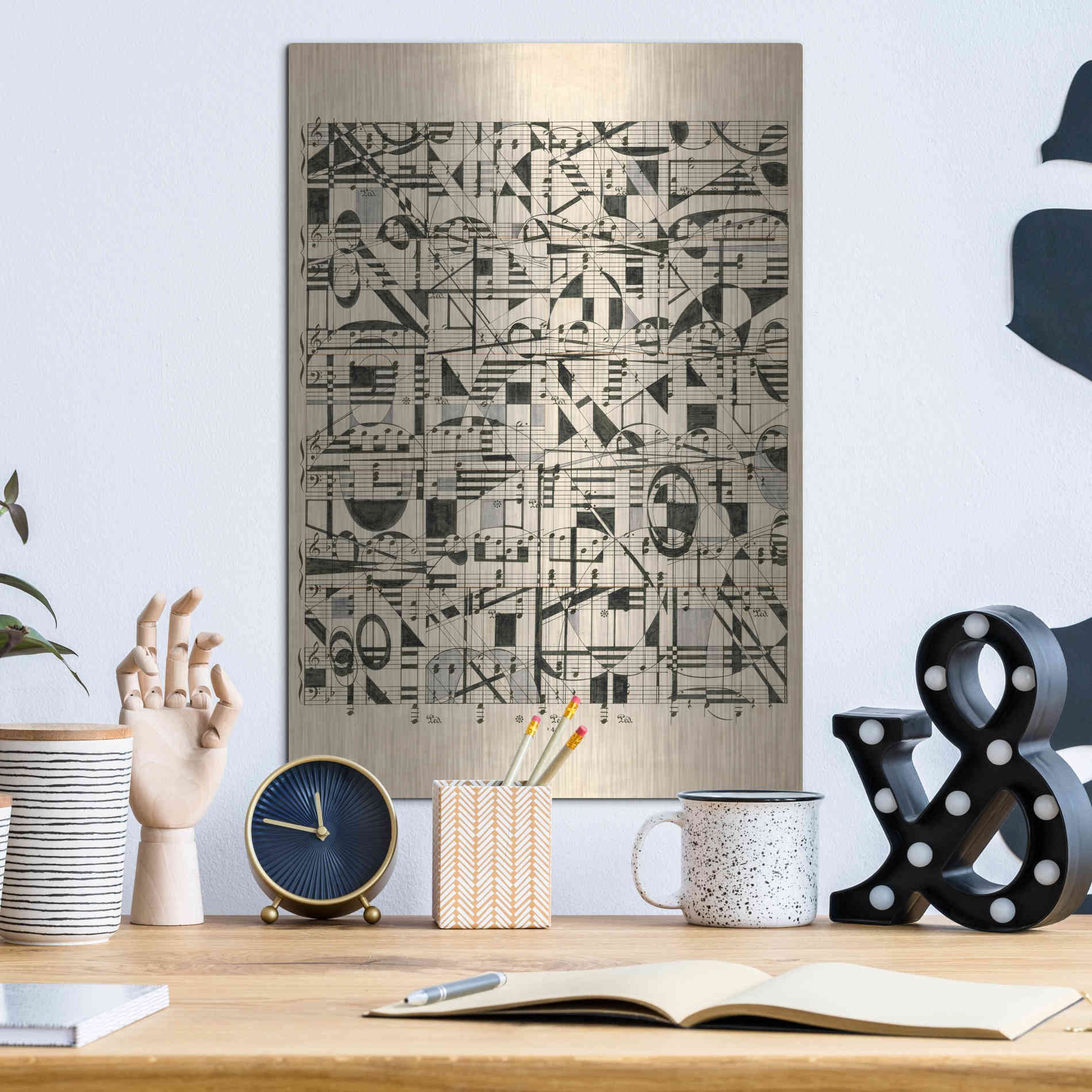 Luxe Metal Art 'Graphic Notes' by Nikki Galapon, Metal Wall Art,12x16
