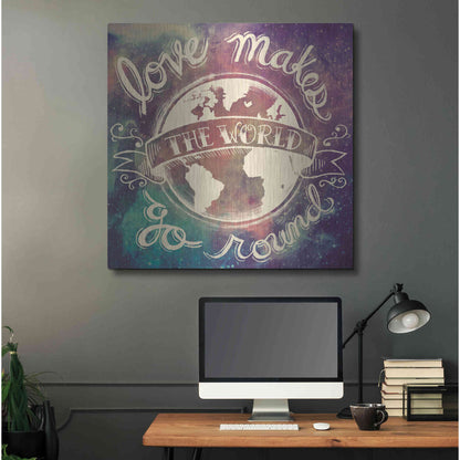 Luxe Metal Art 'Universe Galaxy Love Makes' by Mary Urban, Metal Wall Art,36x36