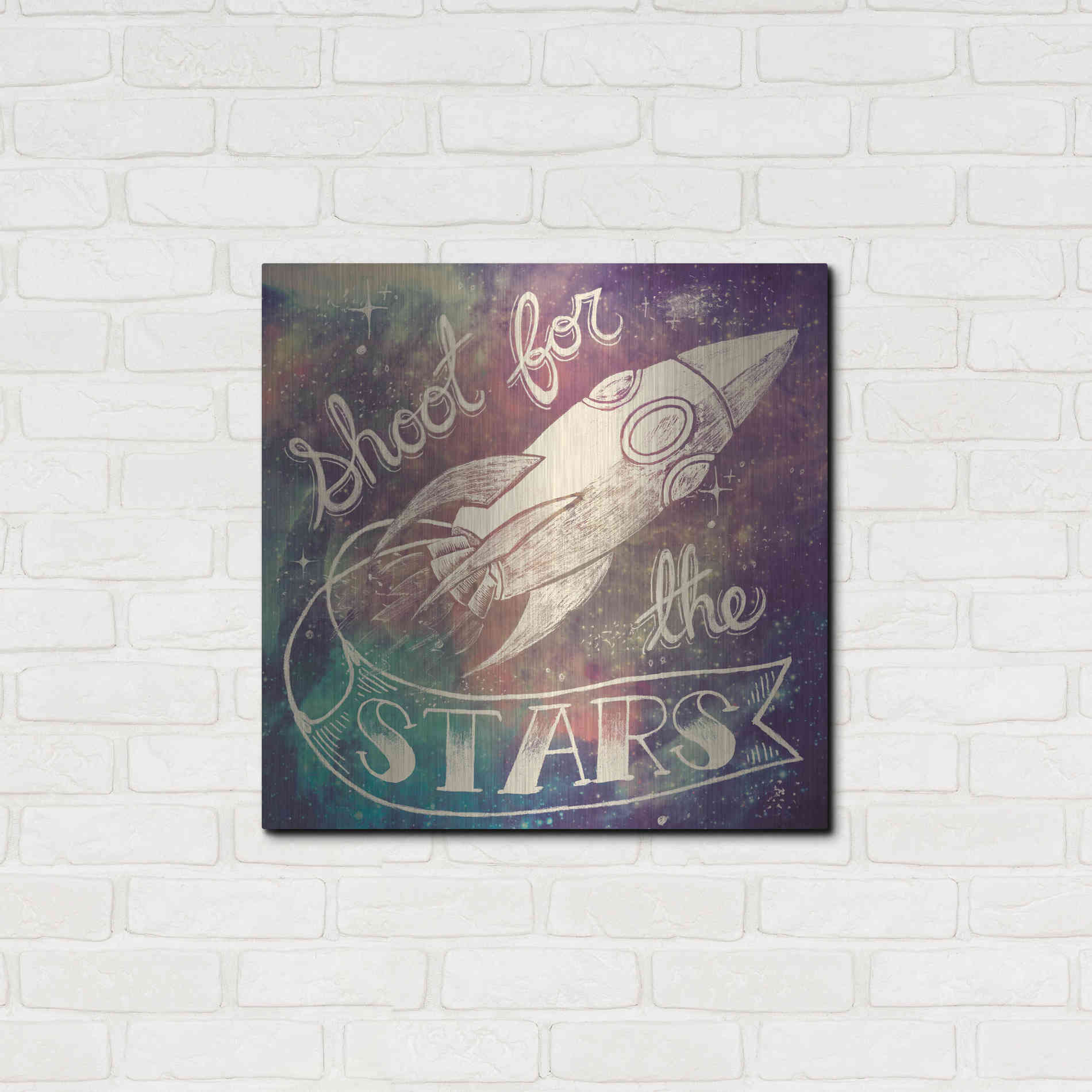 Luxe Metal Art 'Universe Galaxy Shoot For the Stars' by Mary Urban, Metal Wall Art,24x24