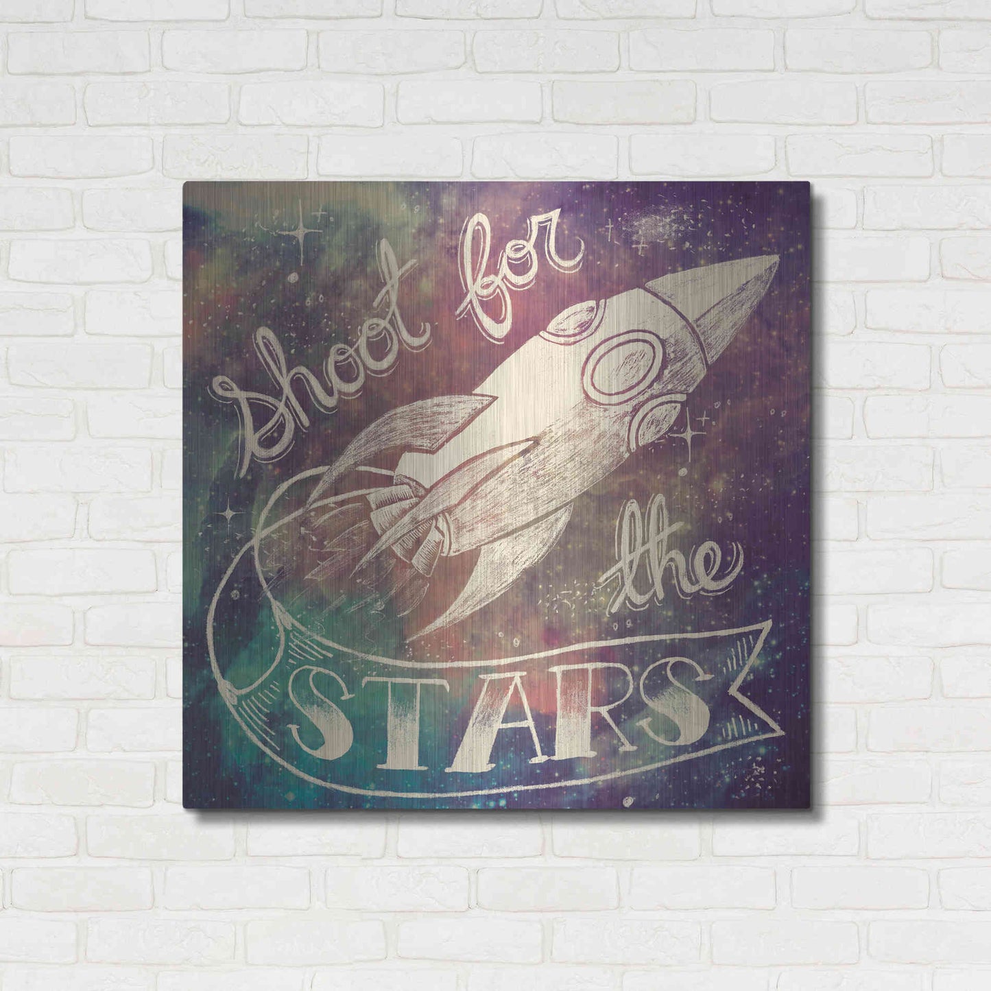 Luxe Metal Art 'Universe Galaxy Shoot For the Stars' by Mary Urban, Metal Wall Art,36x36