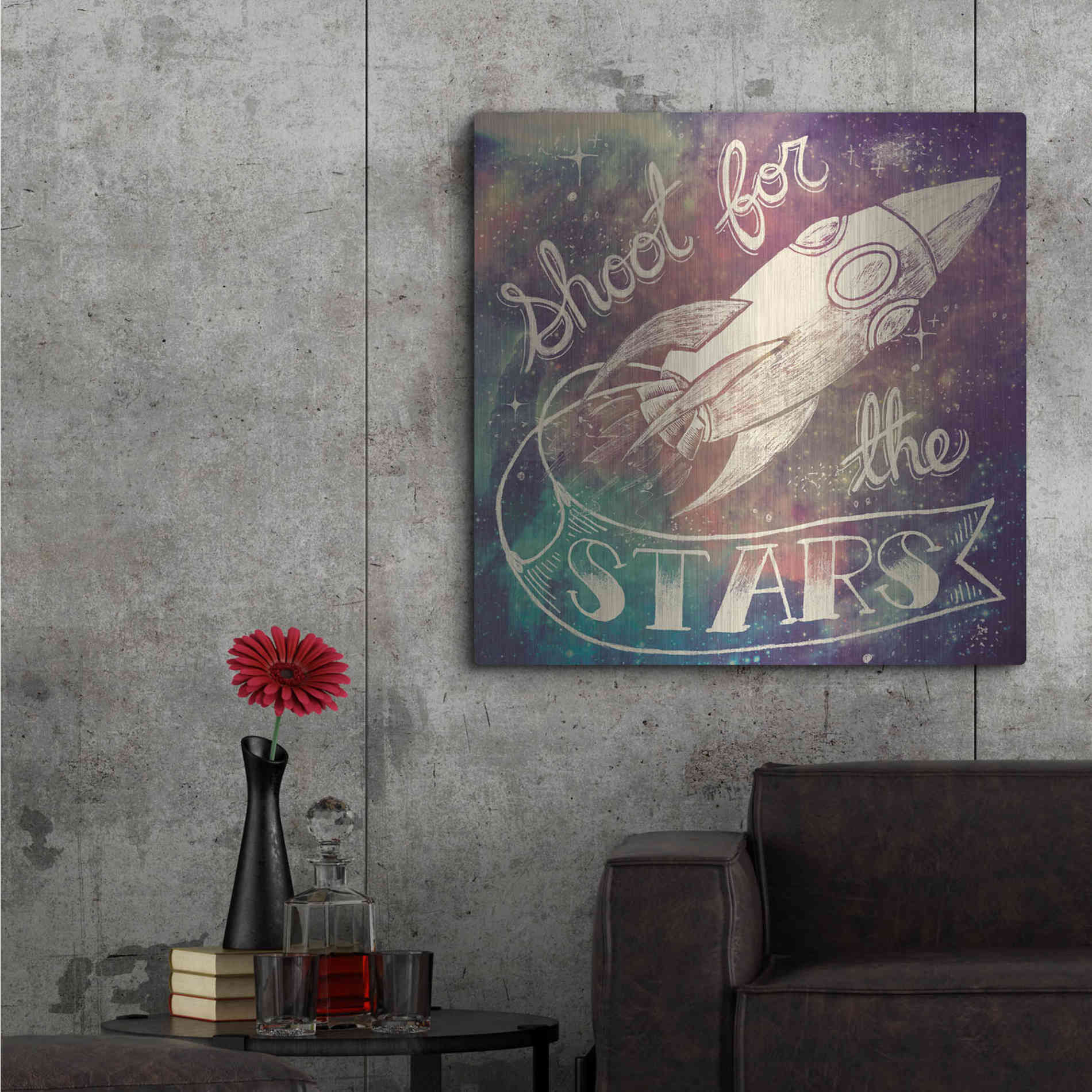 Luxe Metal Art 'Universe Galaxy Shoot For the Stars' by Mary Urban, Metal Wall Art,36x36