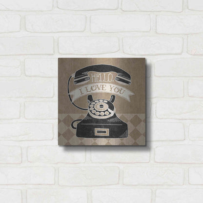 Luxe Metal Art 'Hello I Love You Taupe' by Mary Urban, Metal Wall Art,12x12