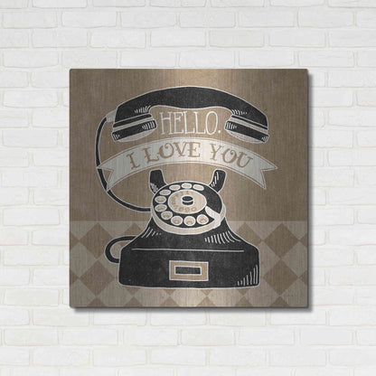 Luxe Metal Art 'Hello I Love You Taupe' by Mary Urban, Metal Wall Art,36x36