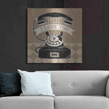 Luxe Metal Art 'Hello I Love You Taupe' by Mary Urban, Metal Wall Art,36x36