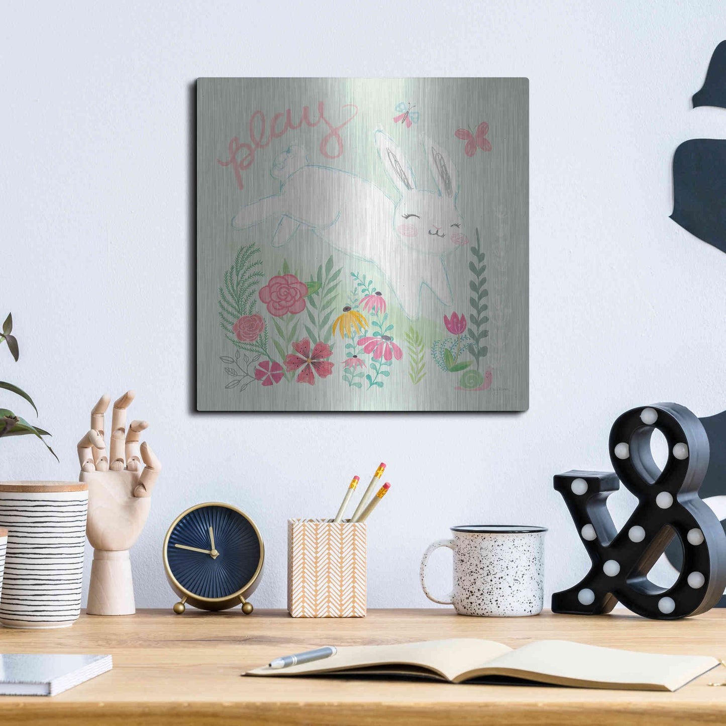 Luxe Metal Art 'Garden Friends I' by Mary Urban, Metal Wall Art,12x12