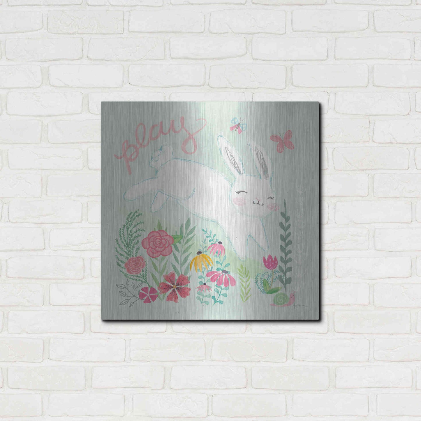 Luxe Metal Art 'Garden Friends I' by Mary Urban, Metal Wall Art,24x24