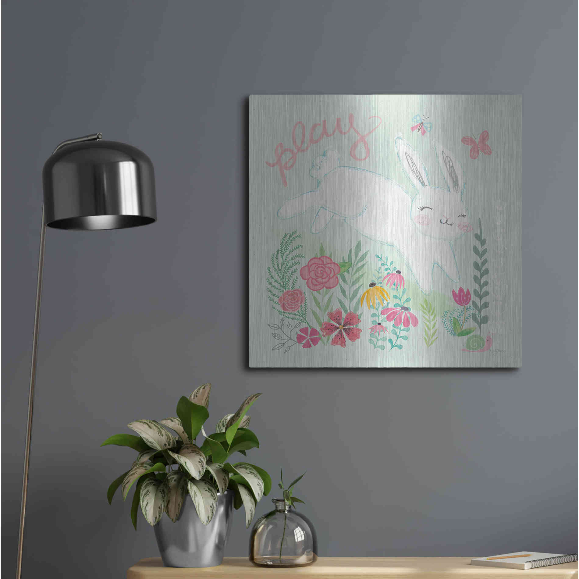 Luxe Metal Art 'Garden Friends I' by Mary Urban, Metal Wall Art,24x24