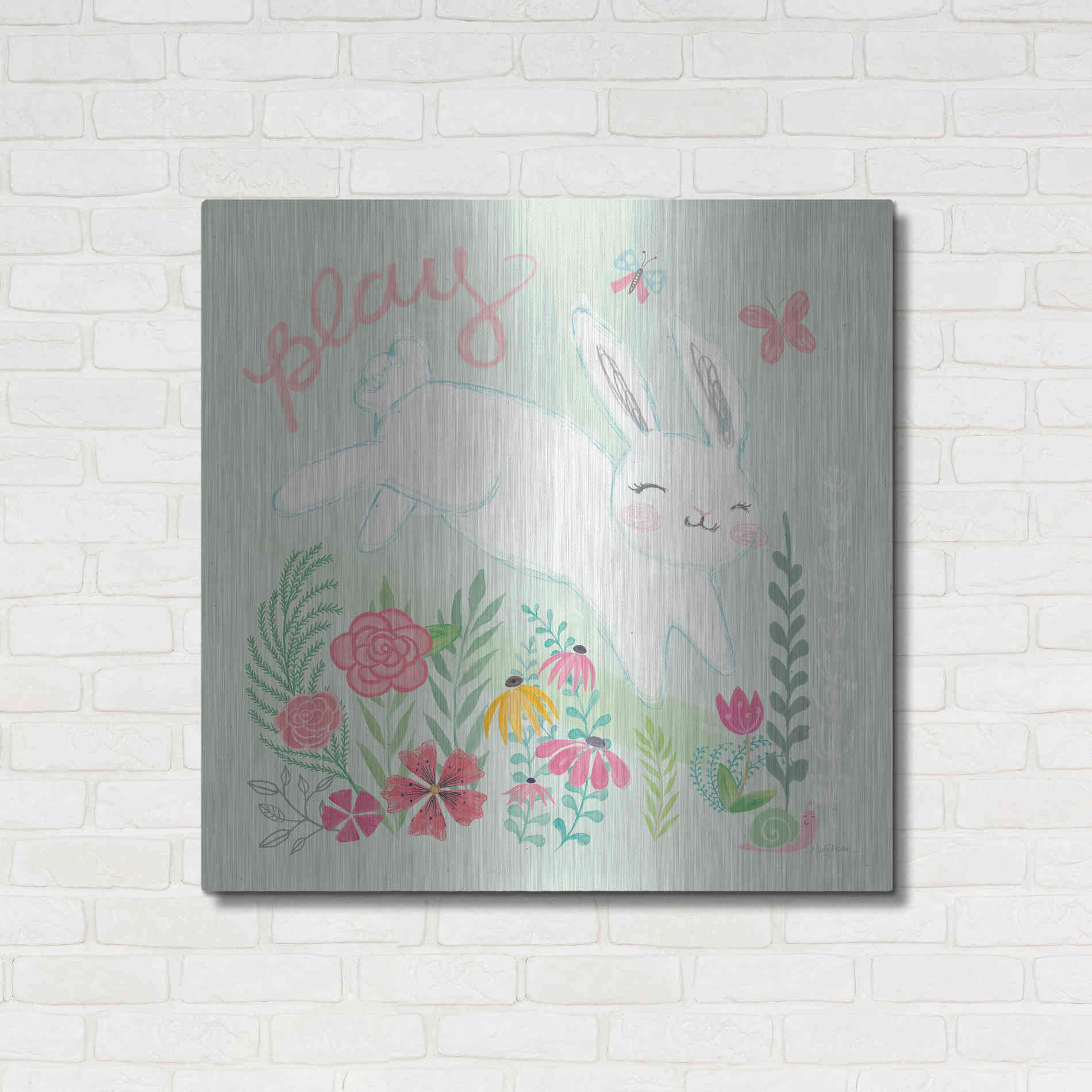 Luxe Metal Art 'Garden Friends I' by Mary Urban, Metal Wall Art,36x36