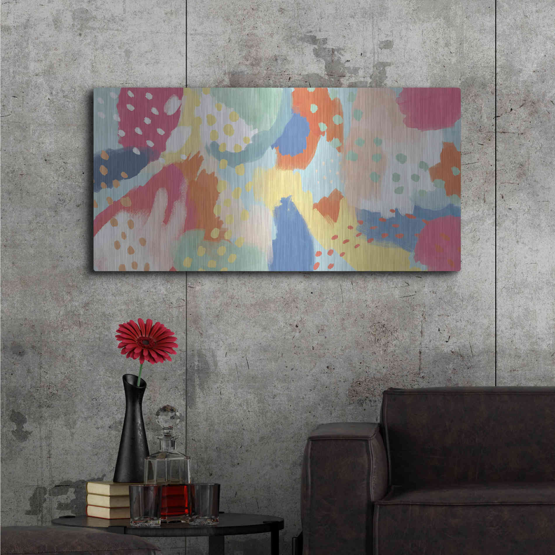 Luxe Metal Art 'Bright Life III' by Mary Urban, Metal Wall Art,48x24