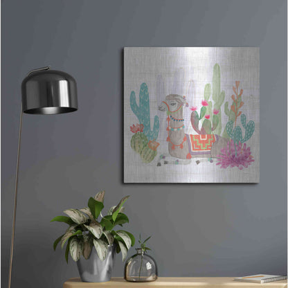 Luxe Metal Art 'Lovely Llamas I' by Mary Urban, Metal Wall Art,24x24