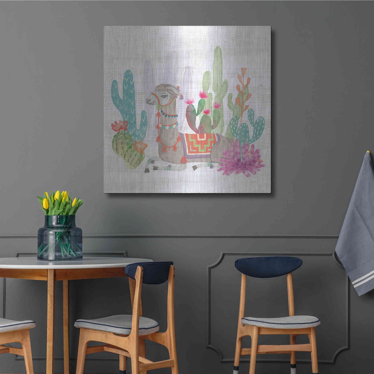 Luxe Metal Art 'Lovely Llamas I' by Mary Urban, Metal Wall Art,36x36