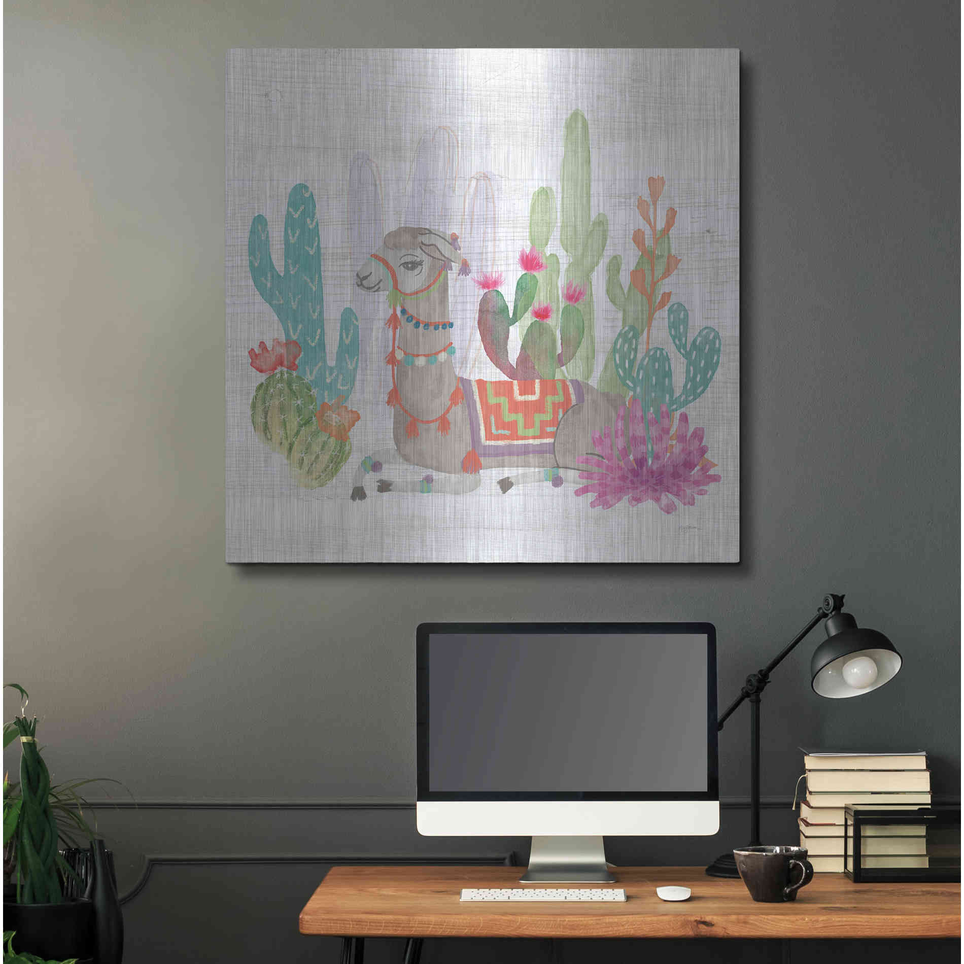 Luxe Metal Art 'Lovely Llamas I' by Mary Urban, Metal Wall Art,36x36