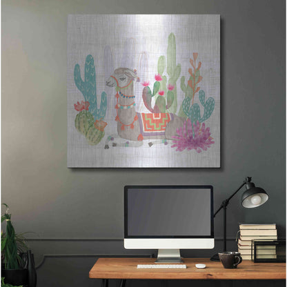 Luxe Metal Art 'Lovely Llamas I' by Mary Urban, Metal Wall Art,36x36