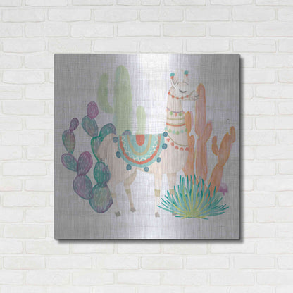 Luxe Metal Art 'Lovely Llamas II' by Mary Urban, Metal Wall Art,36x36